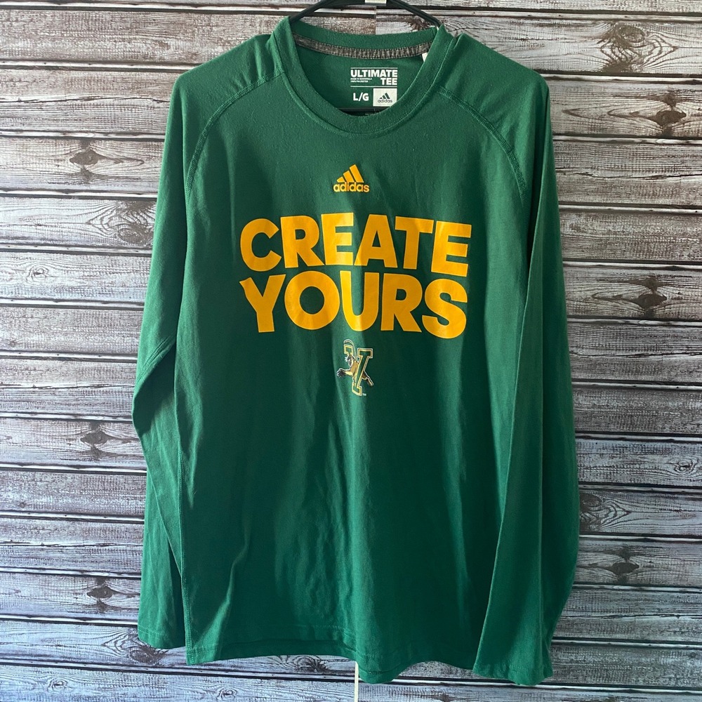 Adidas Men's Long-Sleeved Tee Sz L University of Vermont UVM Green Create Yours